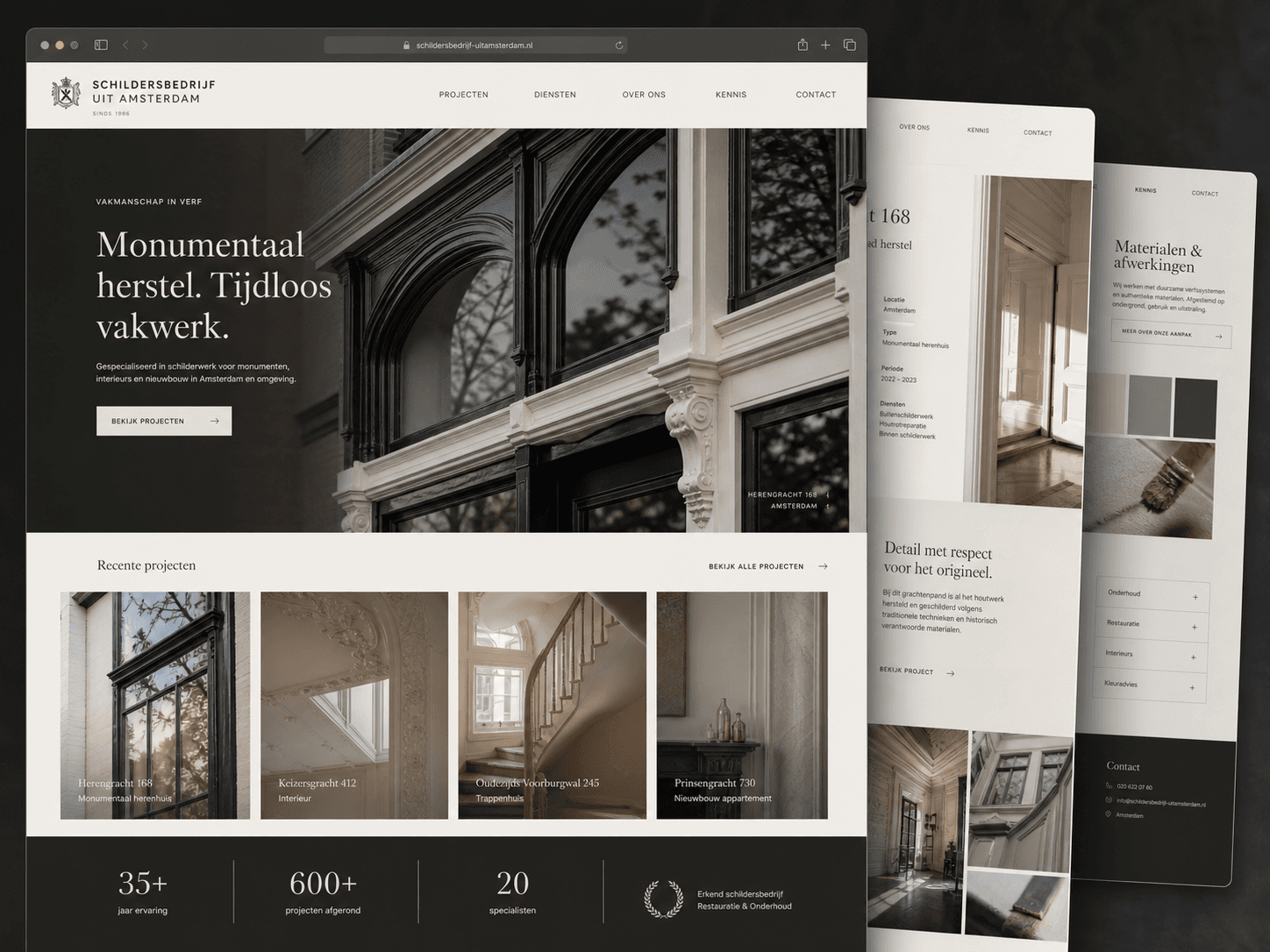 Websiteontwerp voor een Amsterdams schildersbedrijf met monumentaal portfolio